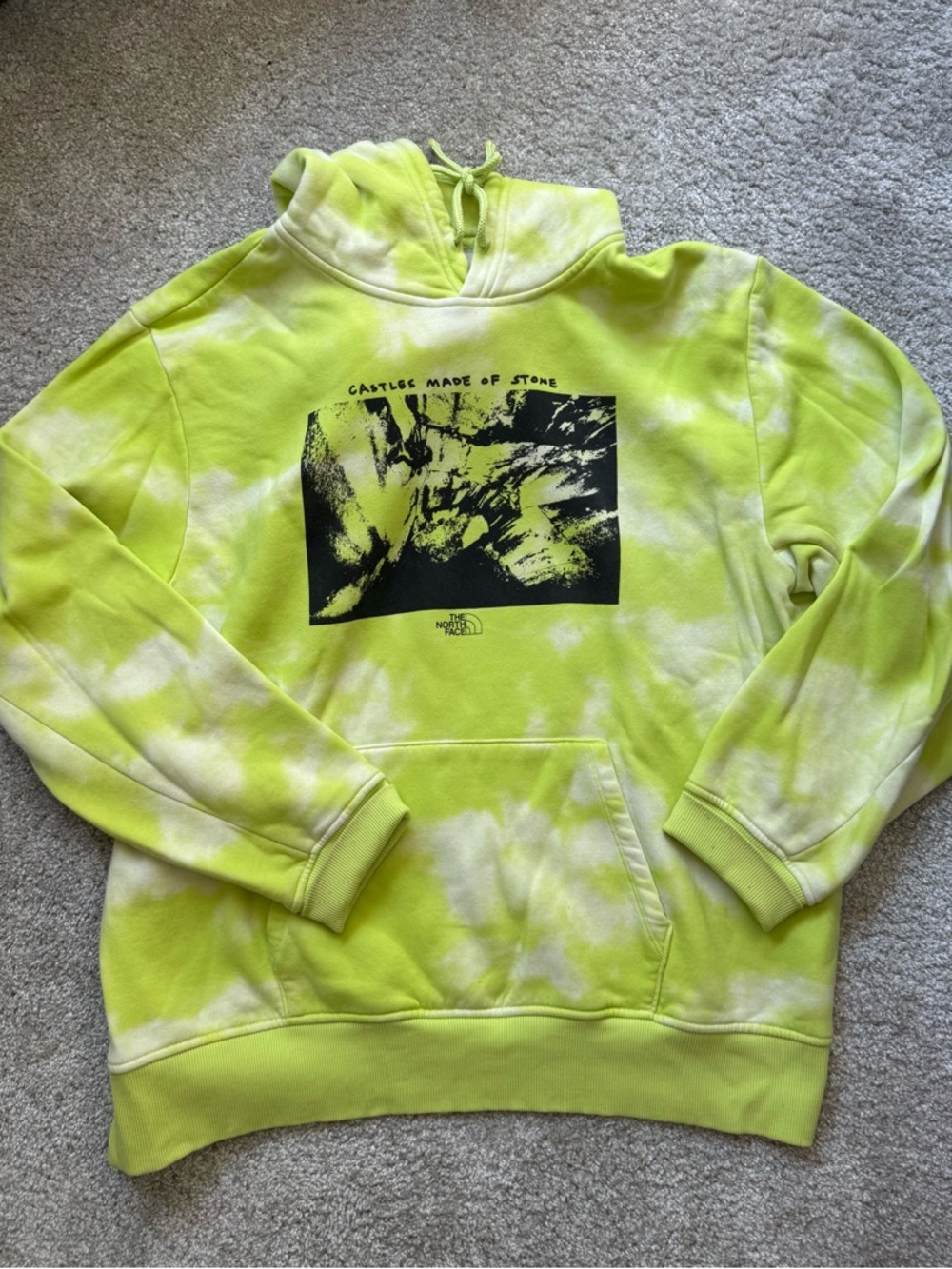 The North Face Men's Neon Yellow Tie-Dye Graphic Hoodie
